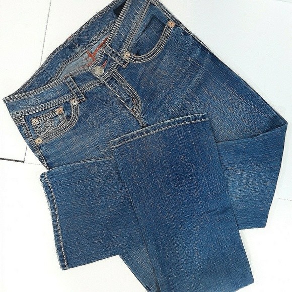 Seven7 Women's Bootcut Medium Wash Low Rise Straight Leg Denim Jeans Size 8 W31 - Picture 2 of 8